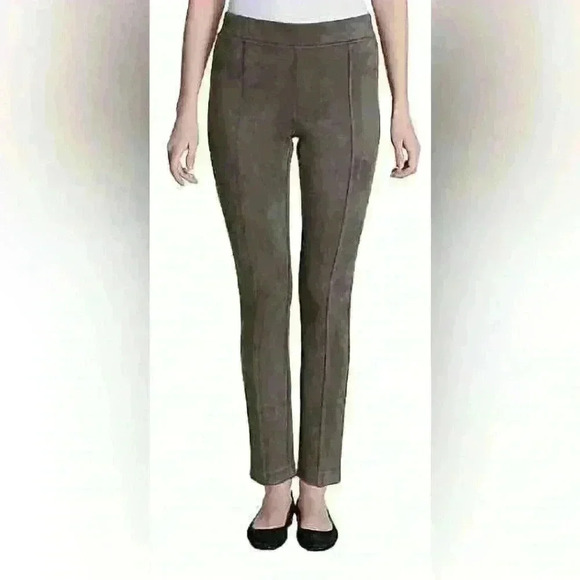Andrew Marc Faux Suede Leggings Pull On Brown Women High Rise Pants - Picture 1 of 8